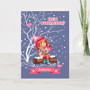 Festiva Frohe Weihnachten. Tarjeta de navidades en alemán