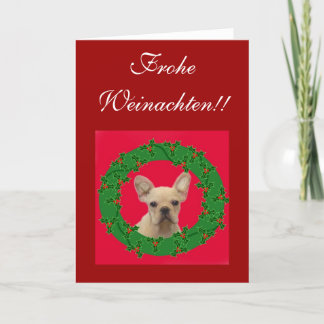 Festiva ¡¡Frohe Weinachten!! Tarjeta de saludo de bulldog 