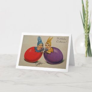 Festiva ¡Frohliche Ostern! Tarjeta de pascua del alemán