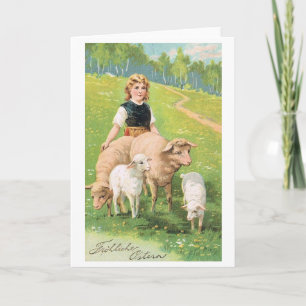 Festiva ¡Frohliche Ostern! Tarjeta de pascua del alemán