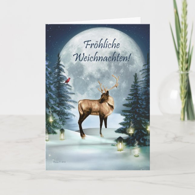 Festiva Fröhliche Weichnachten Navidades alemanes tarjeta  (Anverso)
