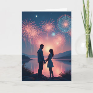 Festiva Fuegos Artificiales de Amor Personalizados Tarjeta