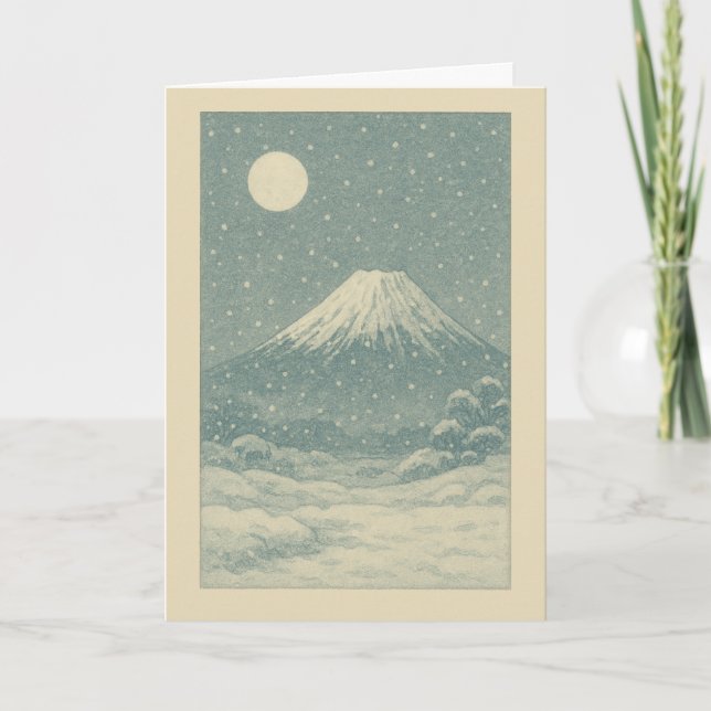 Festiva Fuji-san en la tarjeta de Navidades japoneses de i (Anverso)