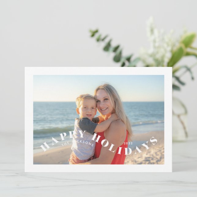 Festiva Fun Festividad Swirl Foto Tarjeta de vacaciones (Anverso de pie)