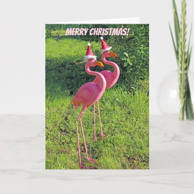 Festiva Fun Flamingo Navidades Tarjeta de Saludo! (Anverso)
