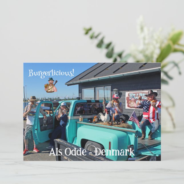Festiva Fun HillBilly Grill tarjeta de saludo de Dinamarca (Anverso de pie)