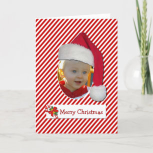 Festiva Fun Santa Hat Chrismtas Foto Tarjeta