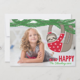 Festiva Fun Trendy Navidades Esloth Foto Tarjeta personali
