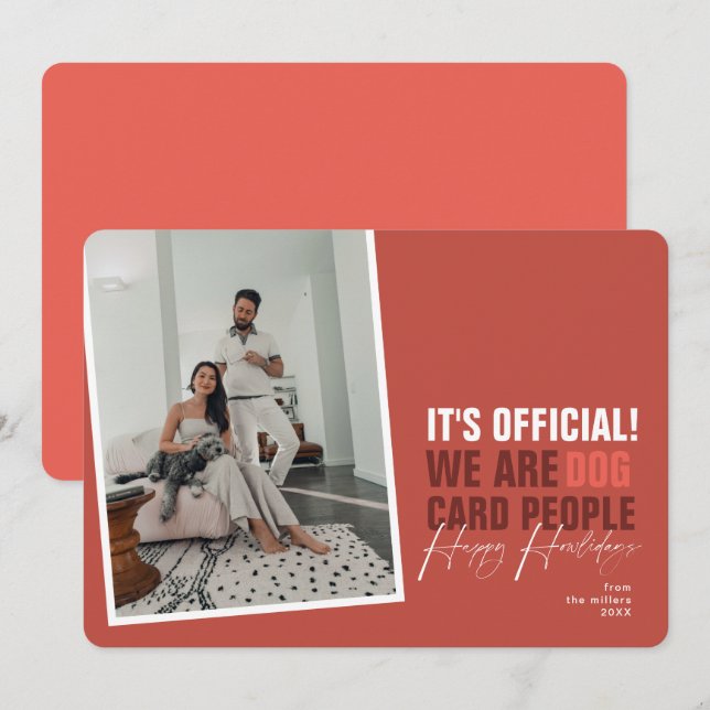 Festiva Funny Dog Navidades Tarjeta Red Happy Howlidays (Anverso / Reverso)