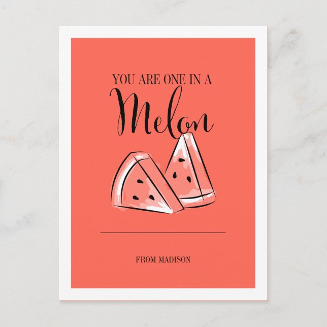 Festiva Funny Fruit Pun Melon Valentcard postal (Anverso)