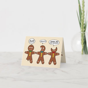 Festiva Funny Gingerbread Men Cookies Tarjeta plegada de v