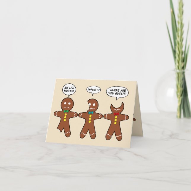 Festiva Funny Gingerbread Men Cookies Tarjeta plegada de v (Anverso)