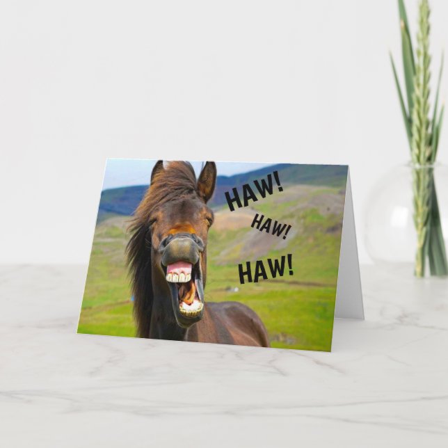 Festiva Funny Horse Humor Tarjeta de cumpleaños (Anverso)