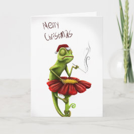Festiva Funny Tarjeta de Navidades Chameleon