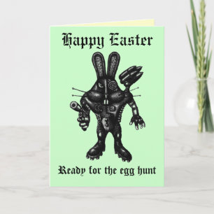 Festiva Funny tarjeta Happy Easter con un conejito de cybo