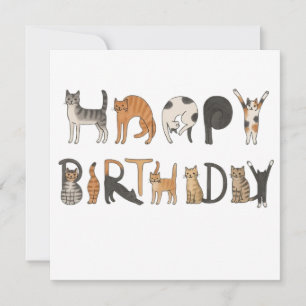 Festiva gatito de cumpleaños feliz tarjeta de carta lindo 