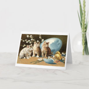 Festiva ¡Gatitos de Pascua y polluelo del bebé! Tarjeta de