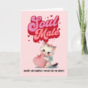 Festiva Gato Adorable en Tarjeta del Día de San Valentín