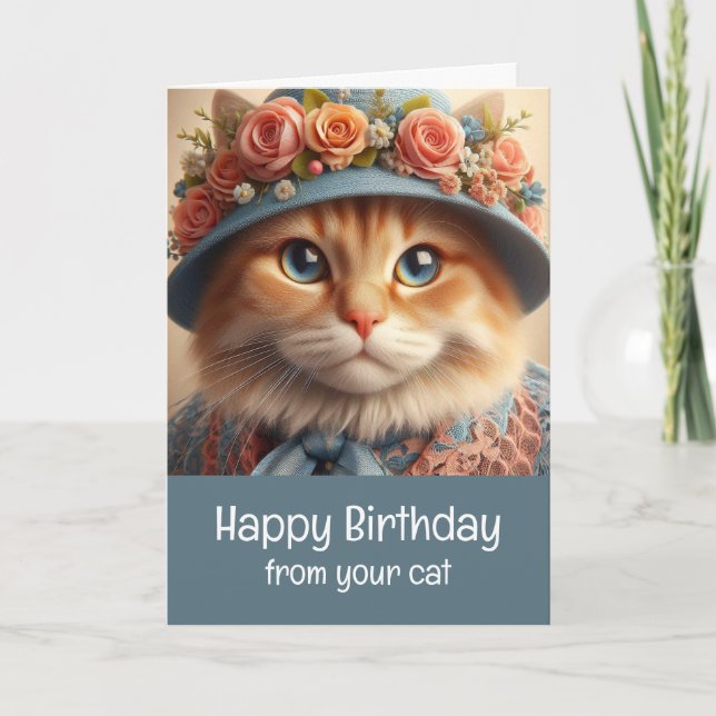 Festiva Gato Amante De Tu Tarjeta De Cumpleaños Feliz (Anverso)