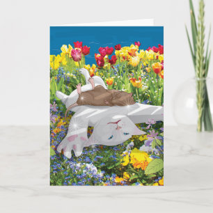 Festiva Gato blanco y su tarjeta de felicitación Rat Frien