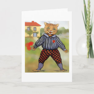 Festiva Gato con la tarjeta de la tarjeta del día de San