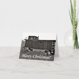 Festiva Gato con tarjeta de Navidades de tren - Belleza de
