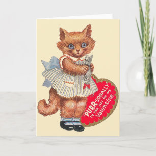 Festiva Gato del vintage con la tarjeta del el día de San