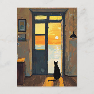 Festiva Gato en la postal de la puerta