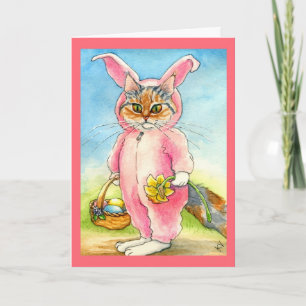 Festiva Gato en una tarjeta de pascua del juego del
