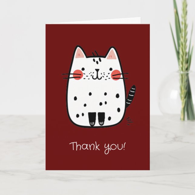 Festiva Gato feliz - Tarjeta de agradecimiento (Anverso)