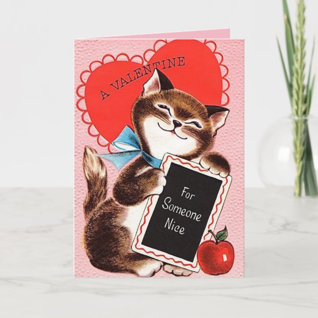 Festiva Gato lindo con tarjeta El día de San Valentín de c (Anverso)