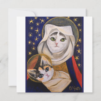Festiva Gato Madonna y niño, familia sagrada, tarjeta de N