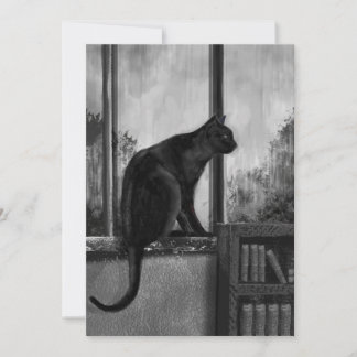 Festiva Gato negro en el umbral de la ventana - Tarjeta