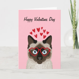 Festiva Gato siamés - tarjeta de amor de San Valentín lind