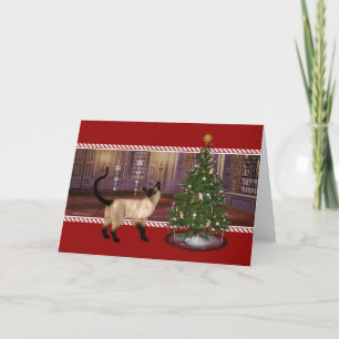Festiva Gato siamés - Tarjeta de saludo de vacaciones feli