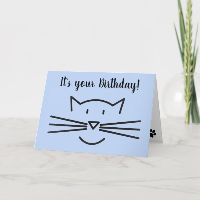 Festiva Gato Whiskers Diseño Tarjeta de Saludo (Anverso)