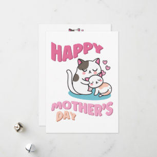Festiva Gatos del Día de la Madre, estilo kawaii tarjeta d