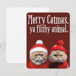 Festiva Gatos divertidos de Santa Tarjeta de saludo navide