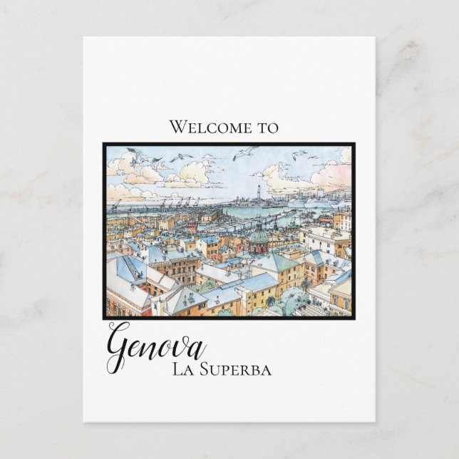 Festiva Génova la superba - postal panorámica (Anverso)