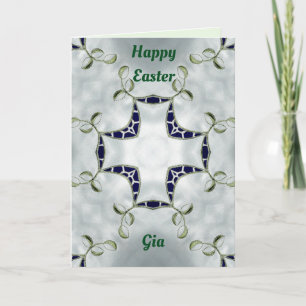 Festiva GIA ~ Patrón de tarjeta de Pascua verde y azul ~