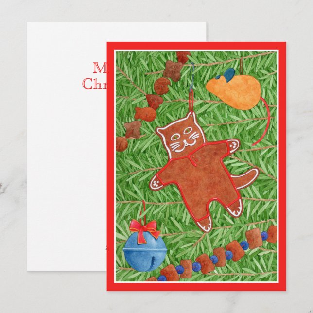 Festiva GINGERBREAD KITTY Meowy Navidades 4.5x6.25 Tarjeta (Anverso / Reverso)