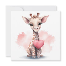 Giraffe con tarjeta El día de San Valentín del cor