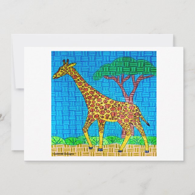 Festiva Giraffe (sencilla) - Tarjeta de felicitación (Anverso)