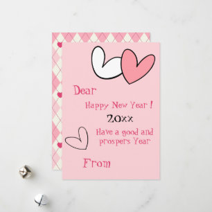 Festiva Girly Divertido Sencillo Año Nuevo Saludo Tarjeta