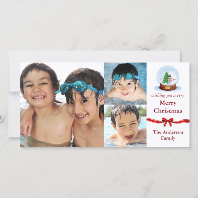 Festiva Globe 3 Fotos Navidades - Tarjeta de foto (Anverso)