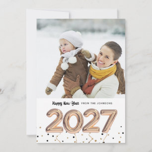 Festiva Globo de 2018   Año Nuevo Feliz   Tarjeta fotográf