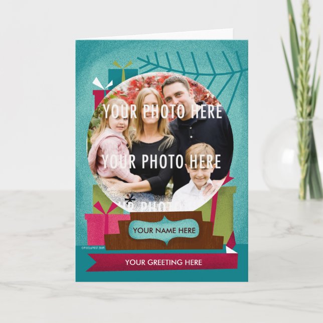 Festiva Globo de la nieve del día de fiesta:  Una tarjeta (Anverso)