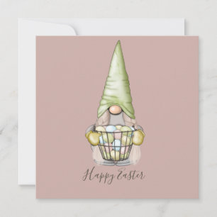 Festiva Gnome Chica con tarjeta plana Eggs Easter