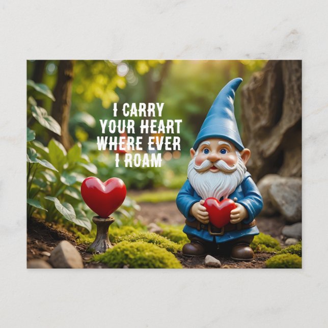 Festiva Gnome con postal de Valentine de corazón (Anverso)