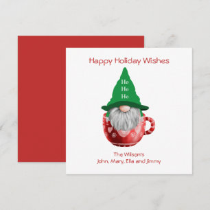 Festiva Gnome Red Green Holiday Wiers Tarjeta personalizad
